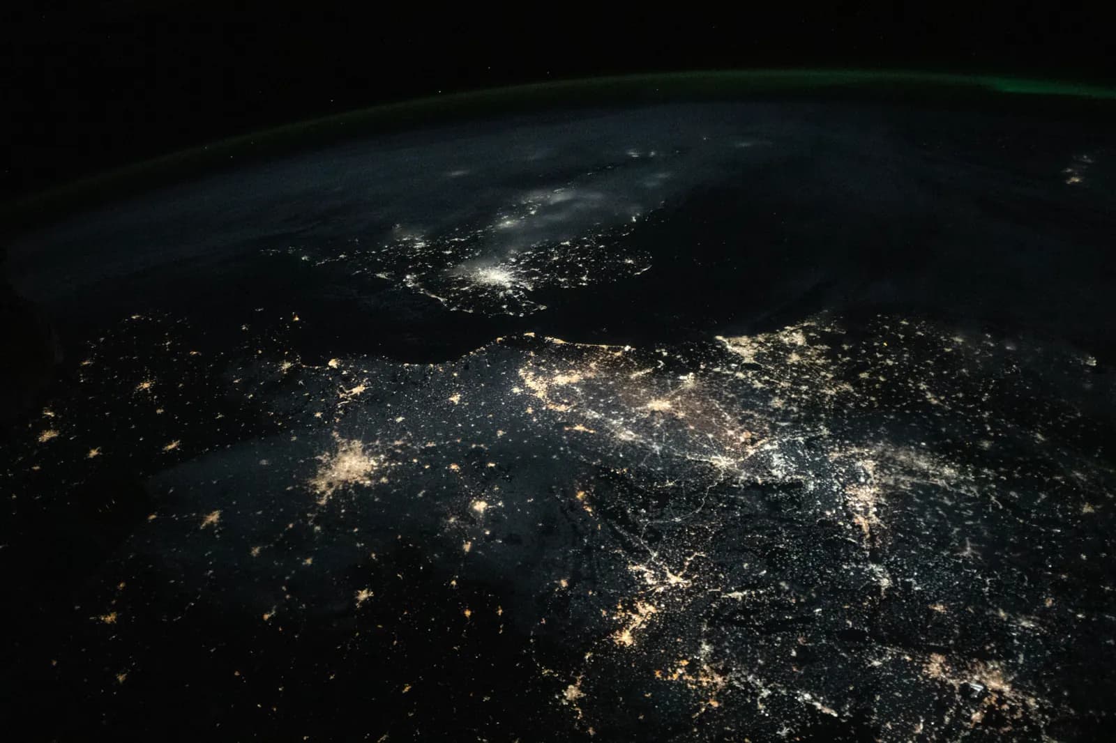 Earth at night above Europe